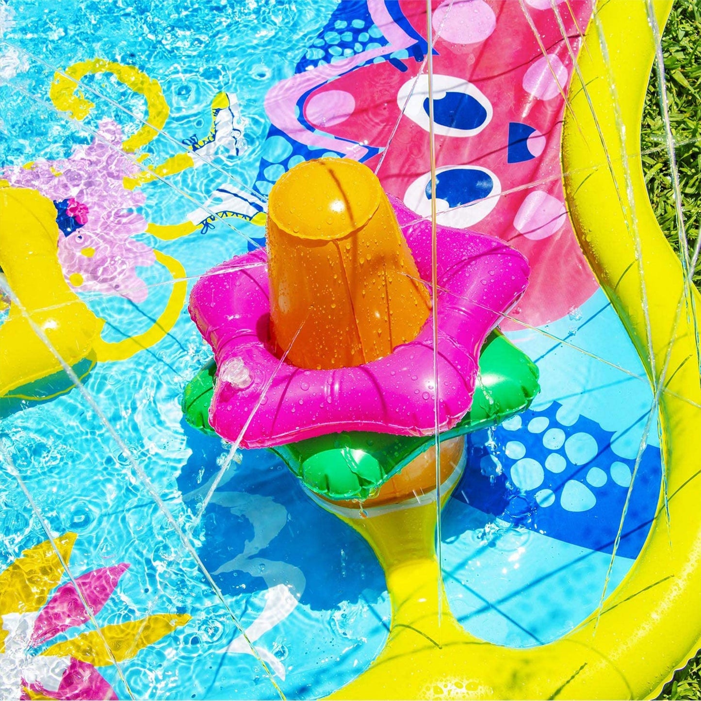 Banzai Splish 'N Splash Kids Inflatable Outdoor Water Park Play Mat with Slide