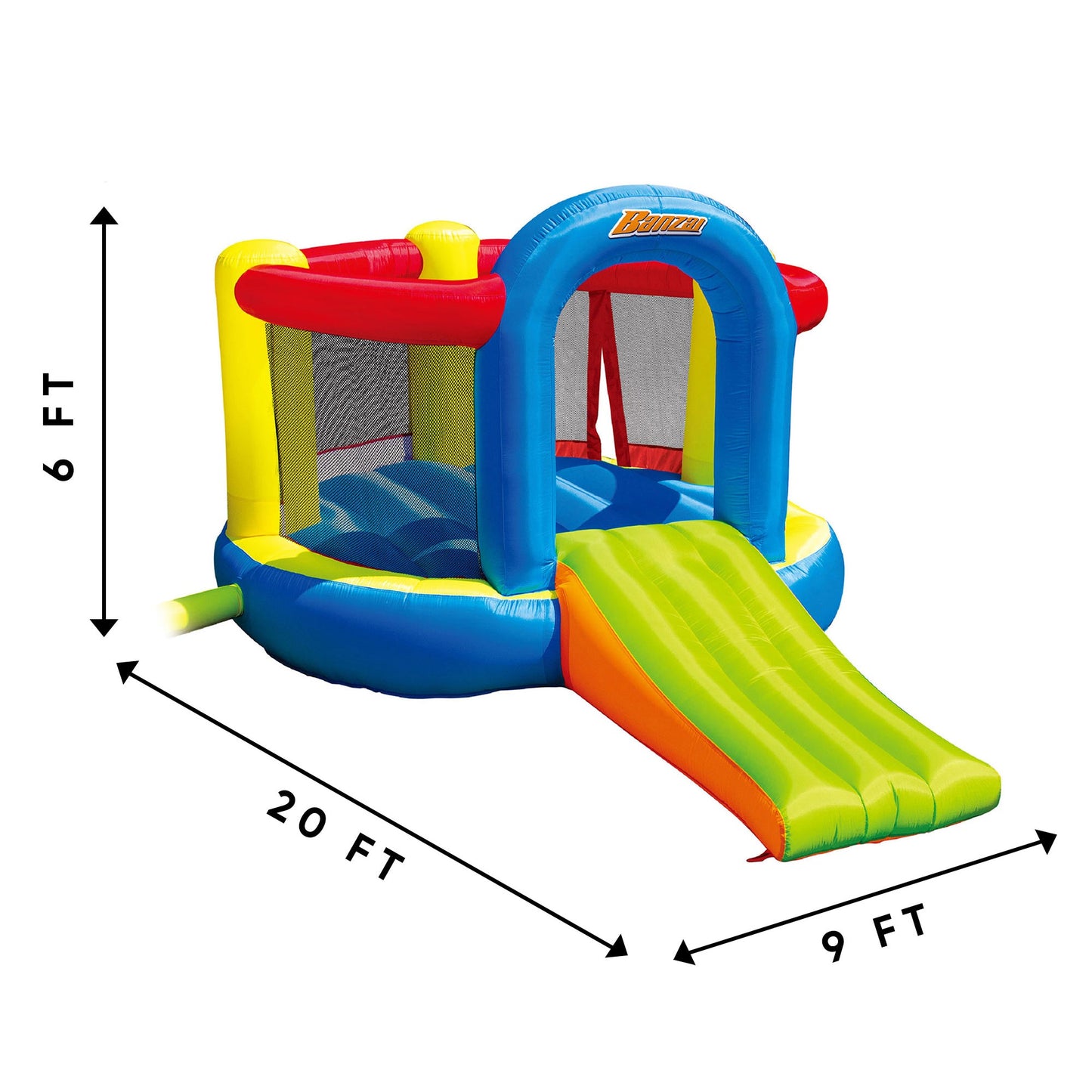 Banzai Jump 'N Slide Bouncer Inflatable Outdoor Backyard Bouncy House Castle