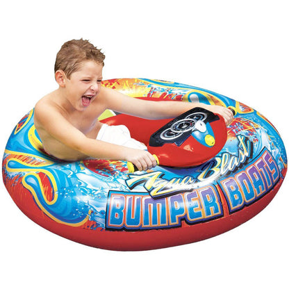 Banzai Aqua Blast Motorized Bumper Boat Inflatable Pool Float Water Toy, Red