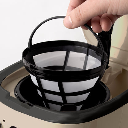 Haden Coffee Machine, 12 Cup Programmable Drip Coffee Maker, Putty & Chrome