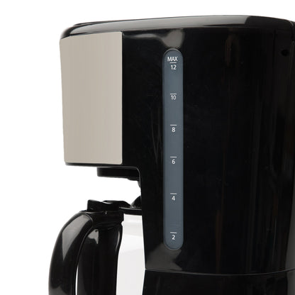 Haden Coffee Machine, 12 Cup Programmable Drip Coffee Maker, Putty & Chrome