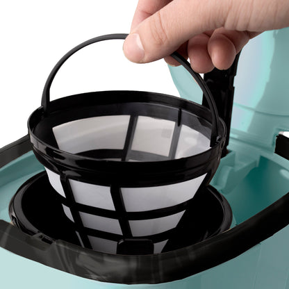 Haden Coffee Machine, 12 Cup Programmable Drip Coffee Maker, Turquoise & Chrome