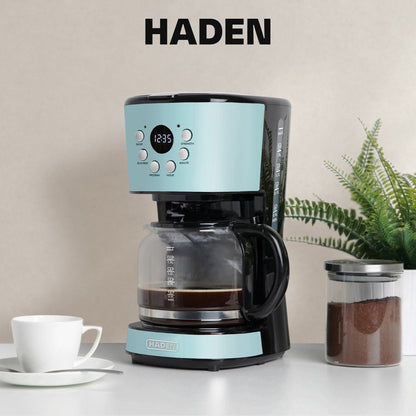 Haden Coffee Machine, 12 Cup Programmable Drip Coffee Maker, Turquoise & Chrome