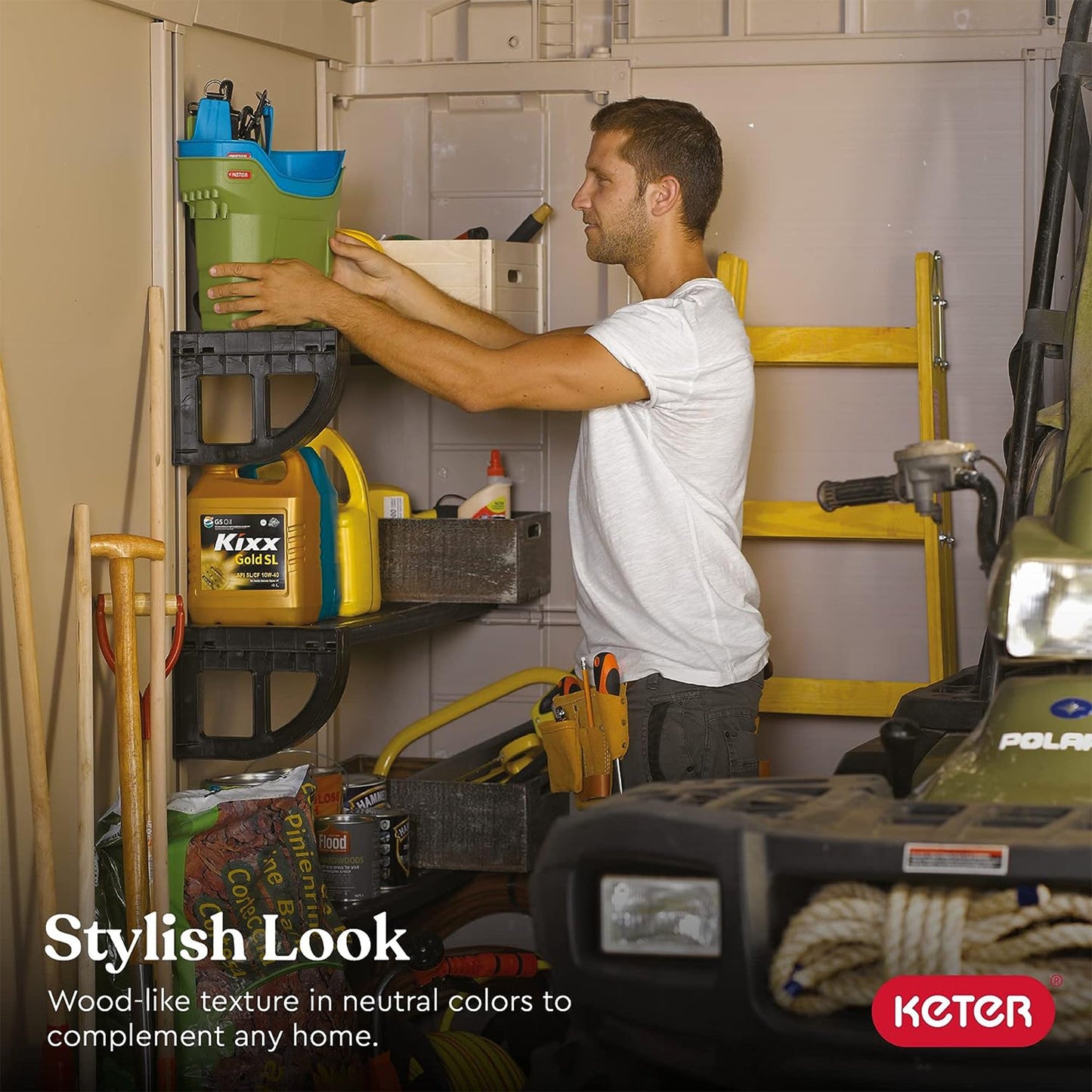 Keter 211203 Factor 8 x 11 All Weather Resistant Outdoor Storage Shed, Taupe