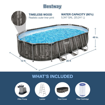 Bestway Power Steel 20' x 12' x 48" Oval Above Ground Outdoor Swimming Pool Set