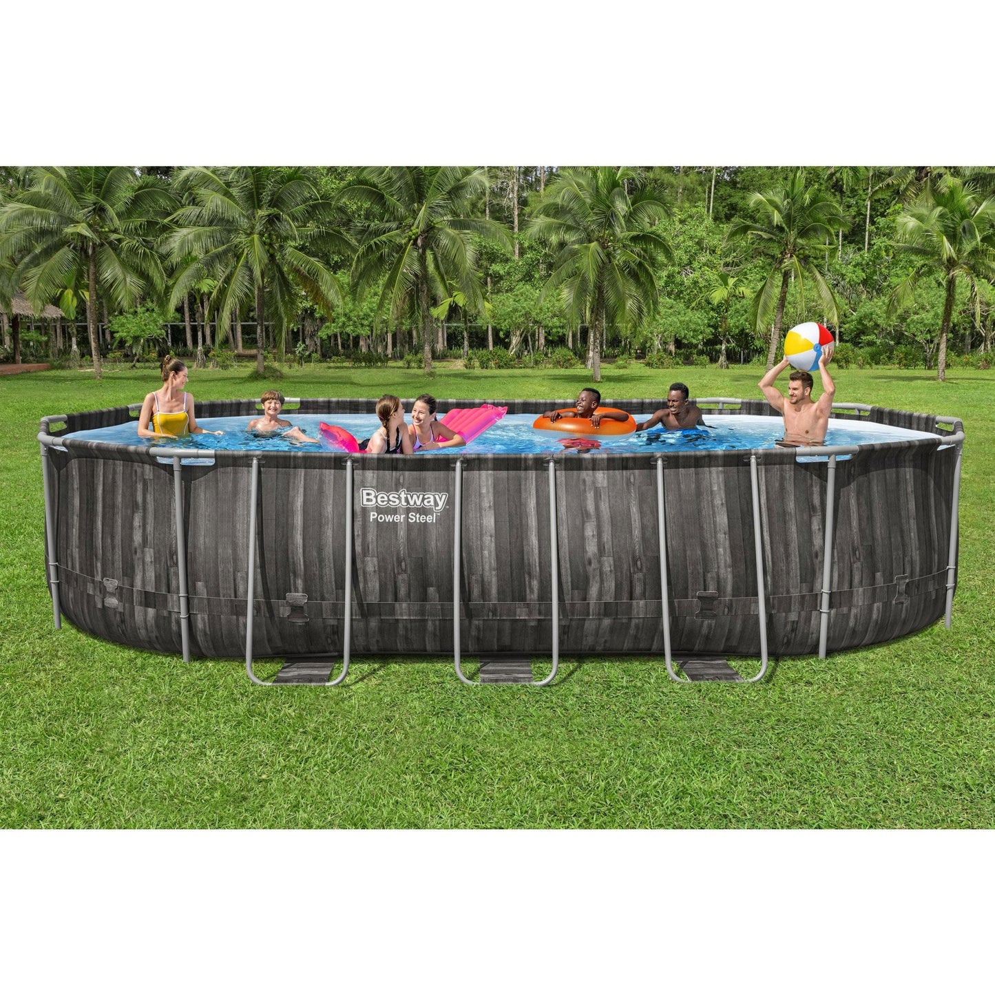 Bestway Power Steel 20' x 12' x 48" Oval Above Ground Outdoor Swimming Pool Set