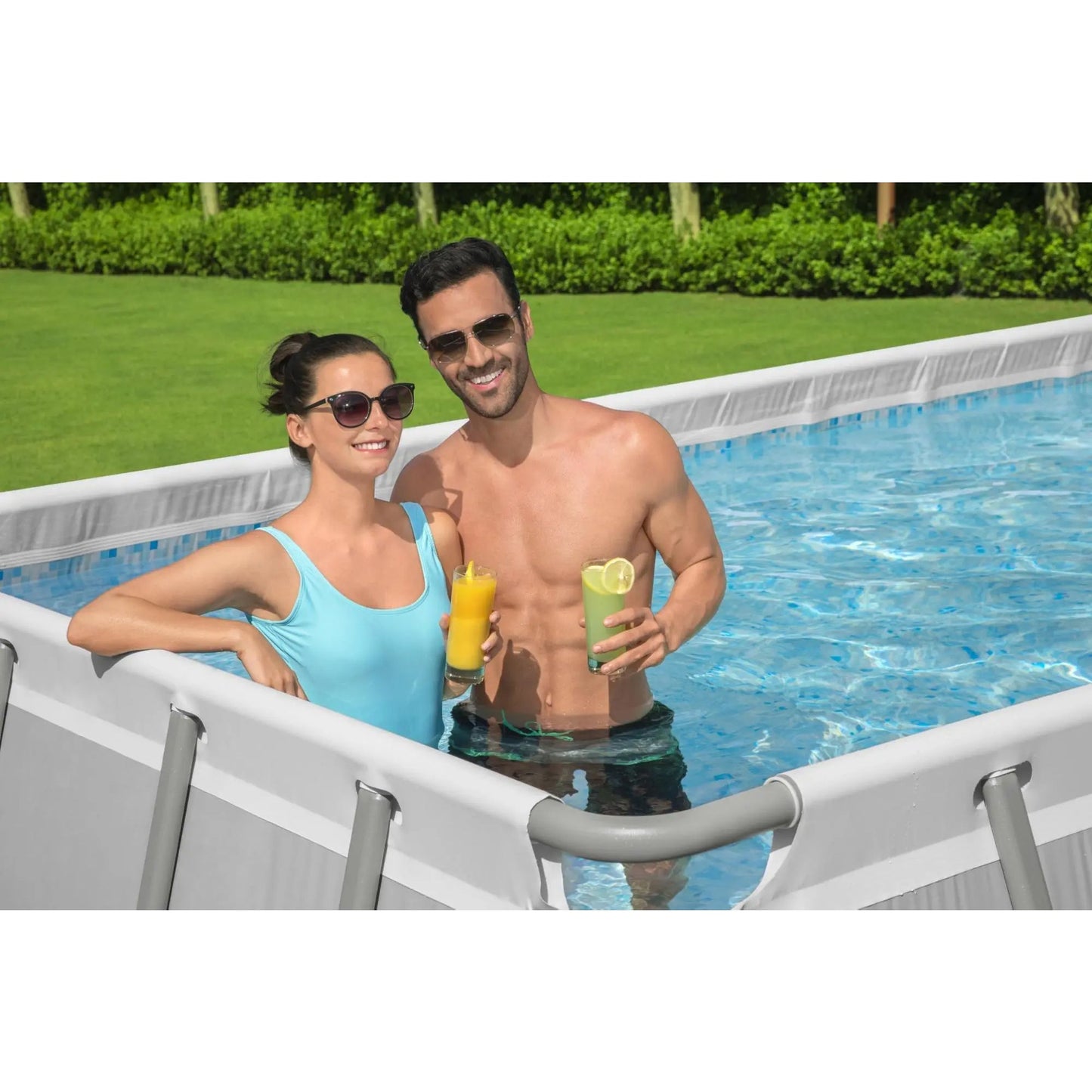 Bestway Power Steel 21' x 9' x 52" Rectangular Above Ground Swimming Pool Set