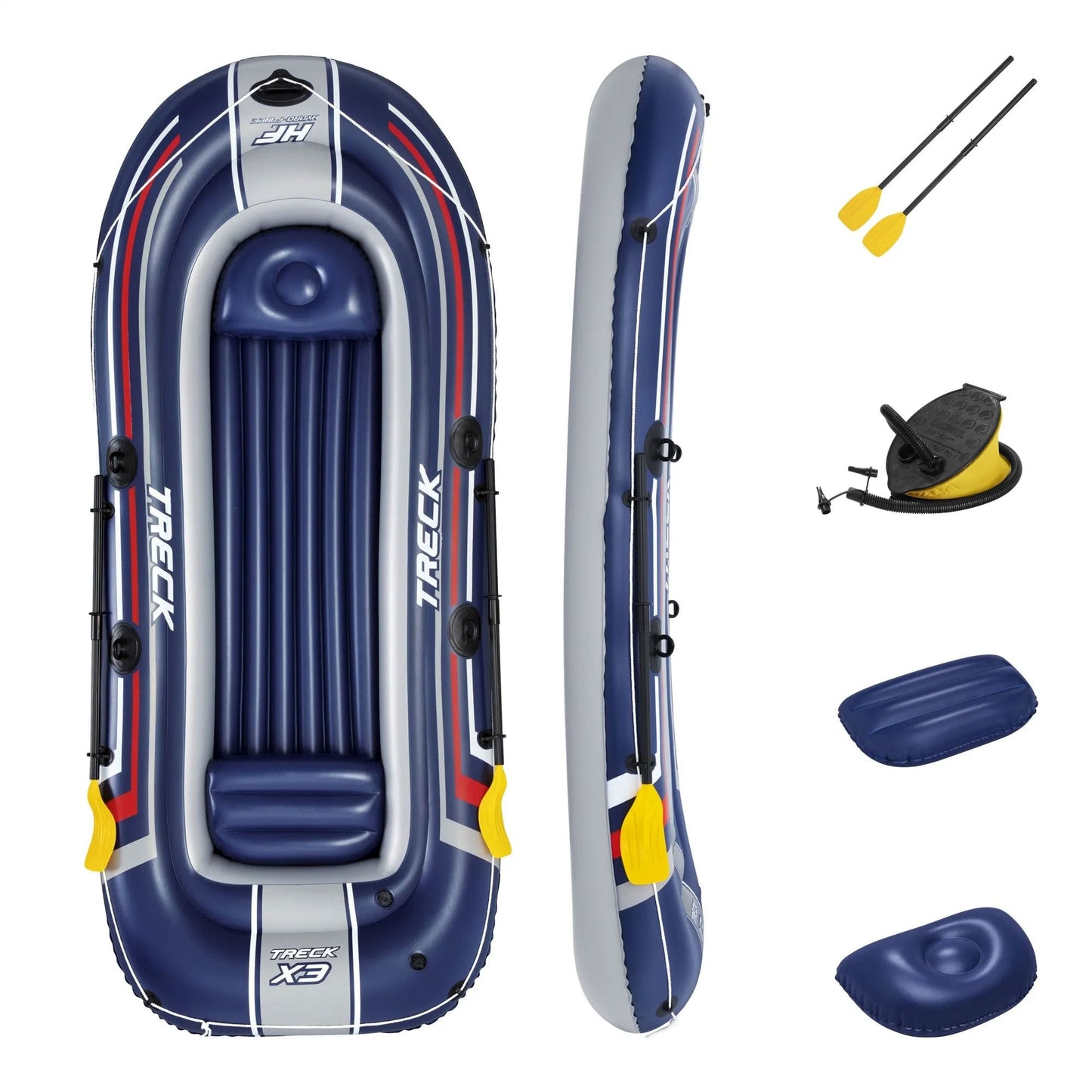 Bestway Hydro-Force Treck X3 Inflatable 3 Person Water Raft Outdoor Boat Set