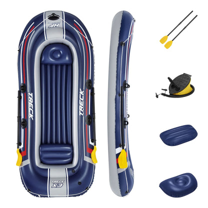 Bestway Hydro-Force Treck X3 Inflatable 3 Person Water Raft Outdoor Boat Set