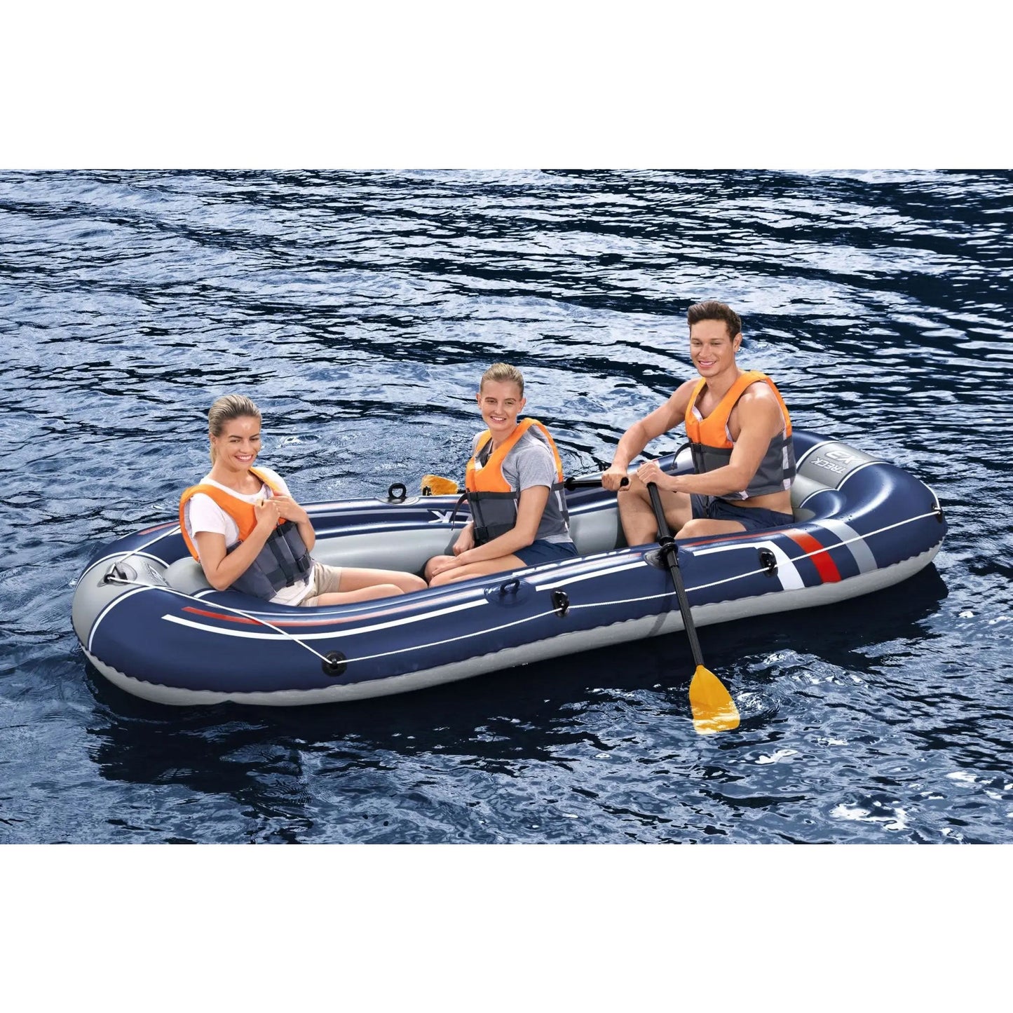 Bestway Hydro-Force Treck X3 Inflatable 3 Person Water Raft Outdoor Boat Set