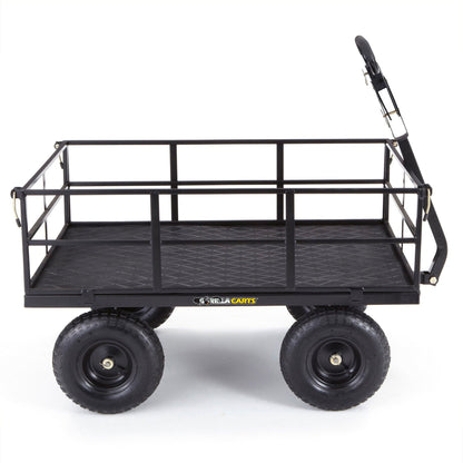 Gorilla Carts Steel Utility Cart, 9 Cubic Feet Garden Wagon with Removable Sides