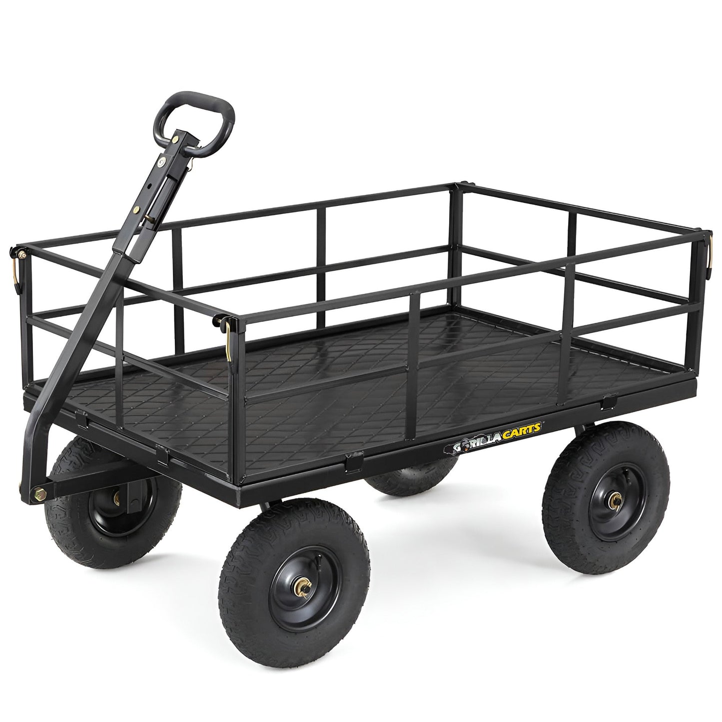 Gorilla Carts Steel Utility Cart, 9 Cubic Feet Garden Wagon with Removable Sides