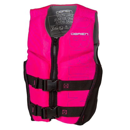 O'Brien Flex V-Back Lightweight Safety Life Jacket, Youth Large, Pink and Black