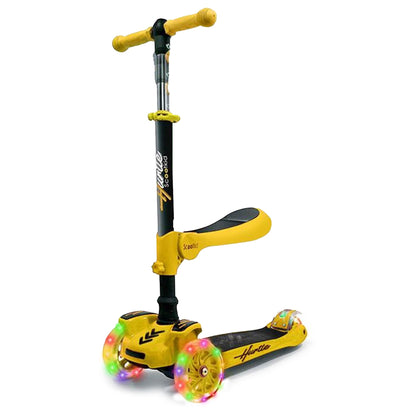 Hurtle ScootKid 3 Wheel Toddler Child Ride On Toy Scooter w/ LED Wheels, Yellow