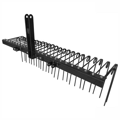 Field Tuff 3 Point 72 Inch Durable Powder Coated Steel Pine Straw Rake, Black