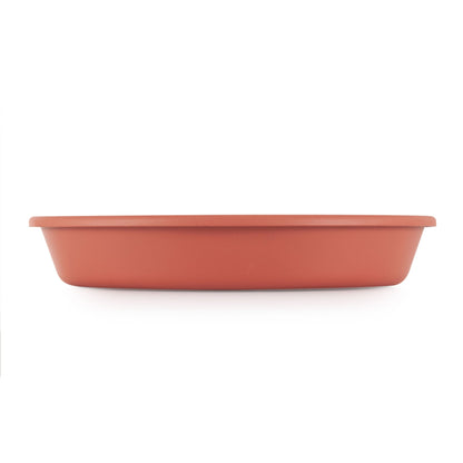 HC Companies Classic Plastic 12 Inch Round Plant Flower Pot Tray Saucer, Clay