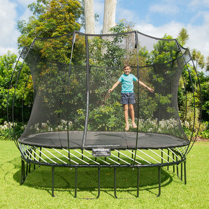 Springfree Large Square Backyard Trampoline With Enclosure and Hidden Frame, 11'