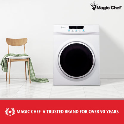 Magic Chef MCSDRY35W 3.5 Cubic Feet Compact Home Laundry Dryer Machine, White
