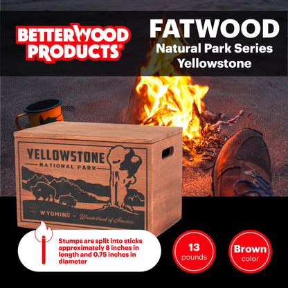 Better Wood Products Protect the Parks Fatwood Firestarter Crate, Yellowstone