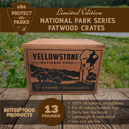 Better Wood Products Protect the Parks Fatwood Firestarter Crate, Yellowstone