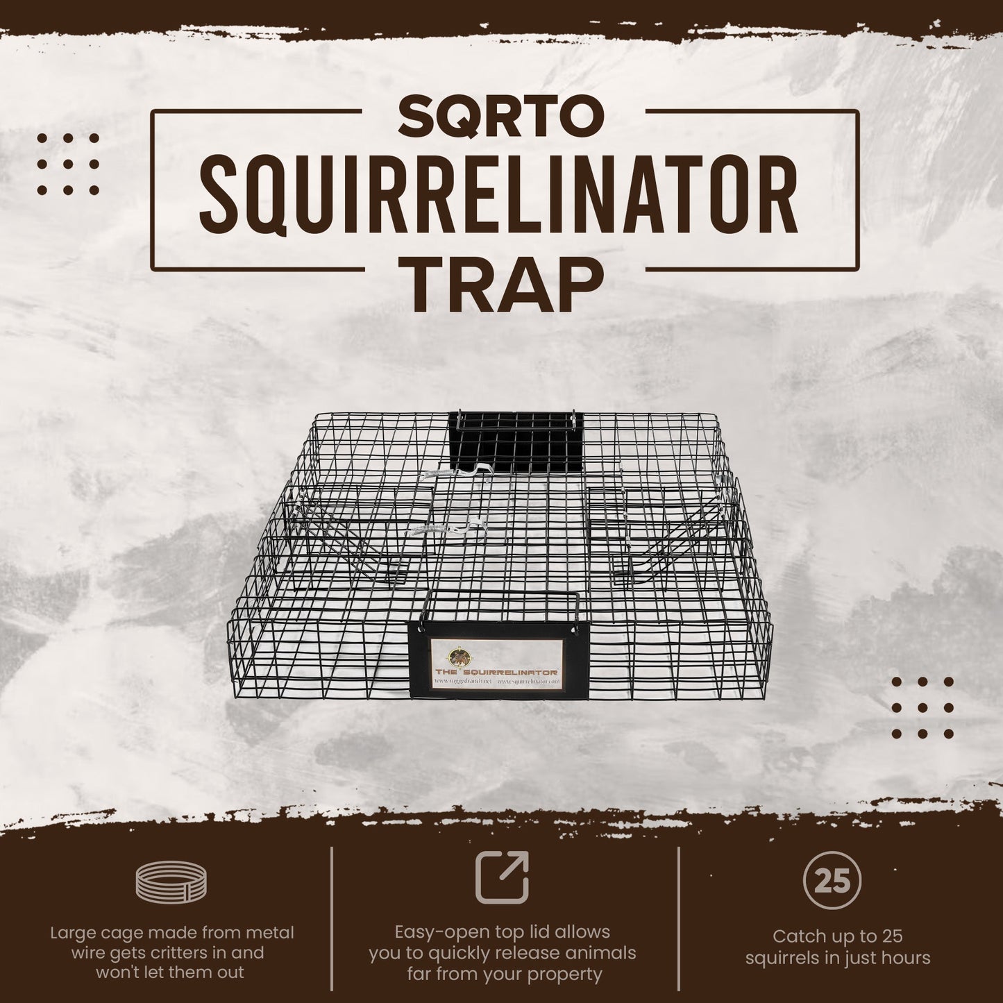 Rugged Ranch SQRTO Squirrelinator Trap CatchMor Live Animal 2 Door Metal Cage