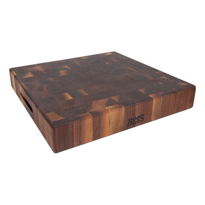 John Boos Large Walnut Wood End Grain Cutting Board for Kitchen, 18" x 18" x 3"