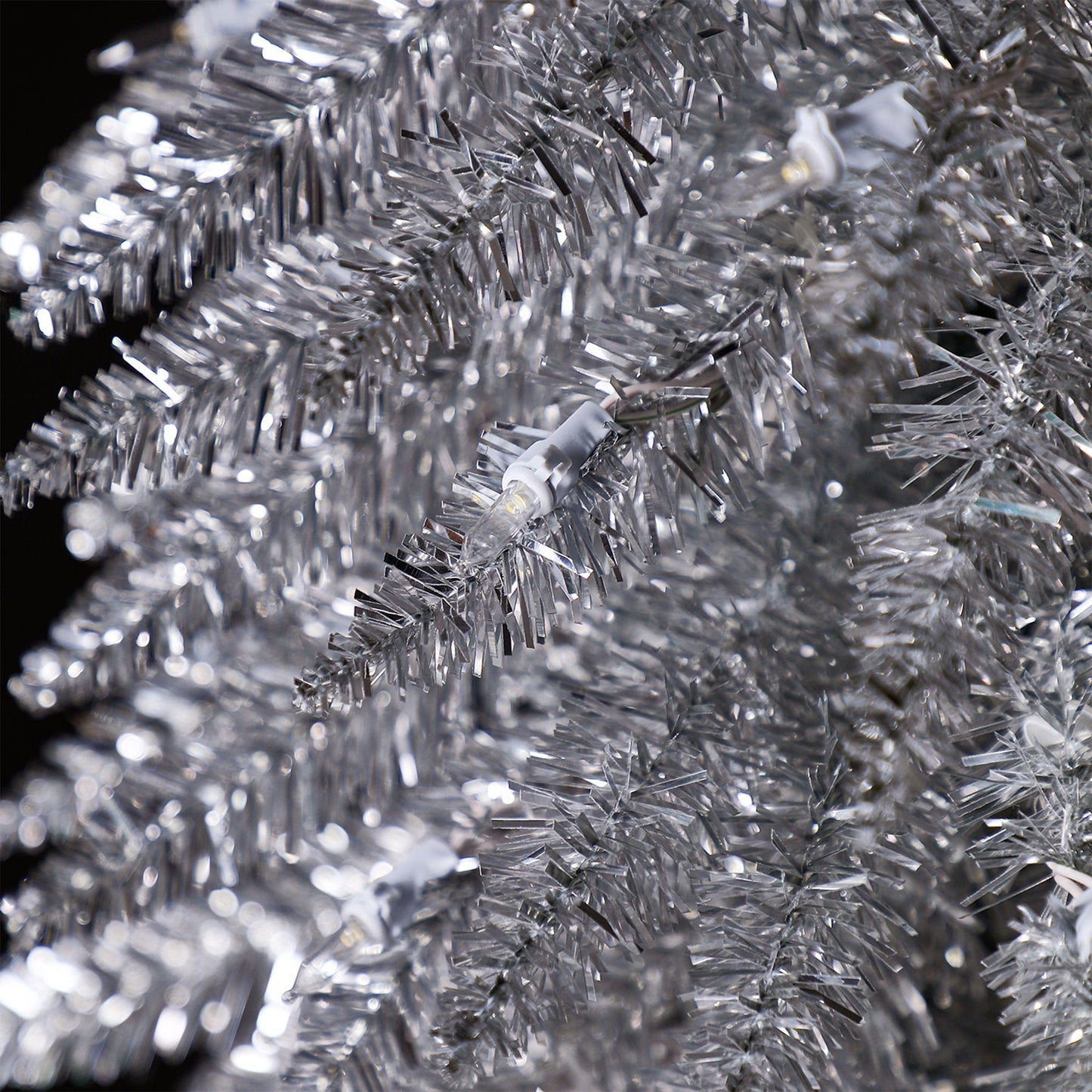 Home Heritage 5 Ft Slim Tinsel Artificial Prelit Christmas Tree & Stand, Silver