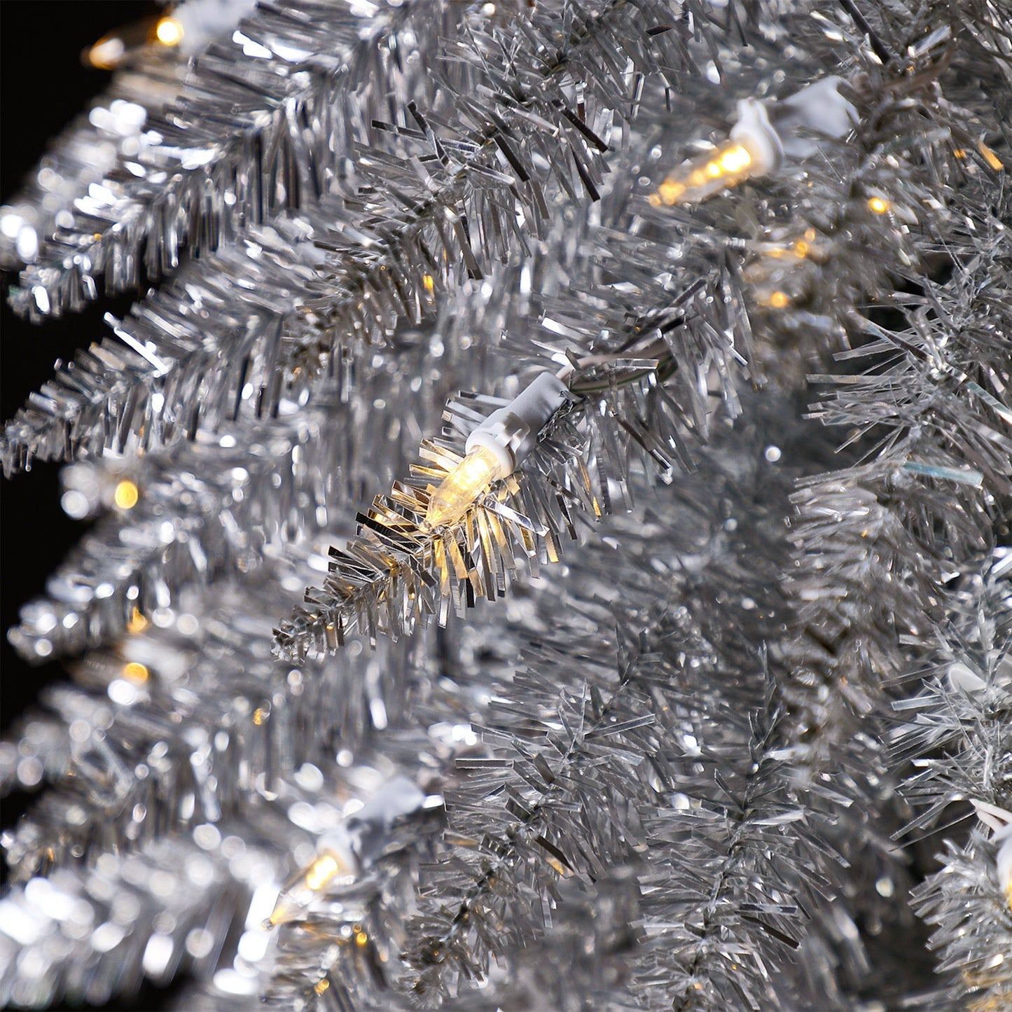 Home Heritage 5 Ft Slim Tinsel Artificial Prelit Christmas Tree & Stand, Silver