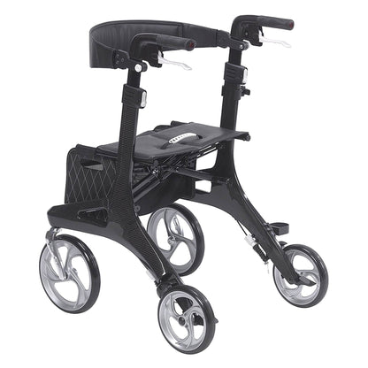 Drive Medical Nitro Elite CF Carbon Fiber Rollator Walker Chair w/ Brake, Black