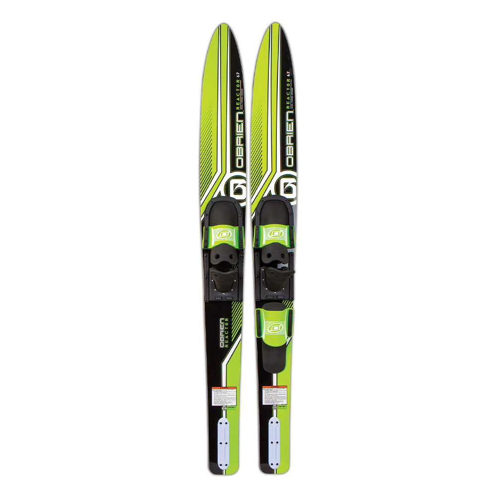 O'Brien Watersports Adult 67 inches Reactor Combo Water skis, Green and Black