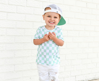 MINT CHECKERS DREAM POCKET TEE