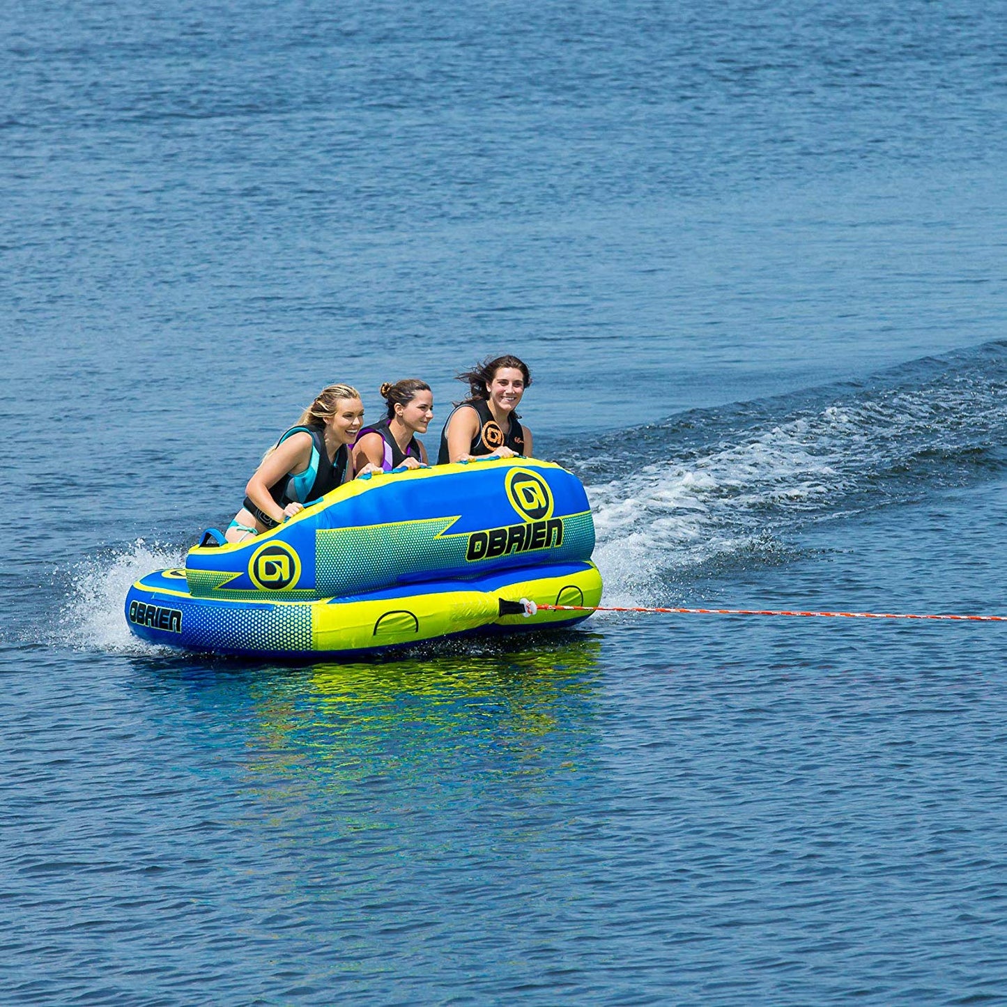 O'Brian Barca 2 Inflatable Towable Water Tube for Boating, 1-2 Riders, Blue