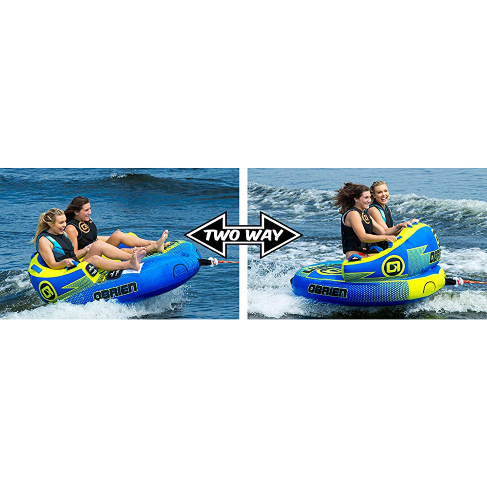 O'Brian Barca 2 Inflatable Towable Water Tube for Boating, 1-2 Riders, Blue