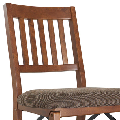 MECO Stakmore Fabric Upholstered Seat Folding Counter Stools, Espresso (2 Pack)