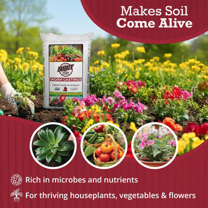 Brut Worm Farms Organic Worm Castings Soil Builder, 30 Pound Bag (4 Pack)