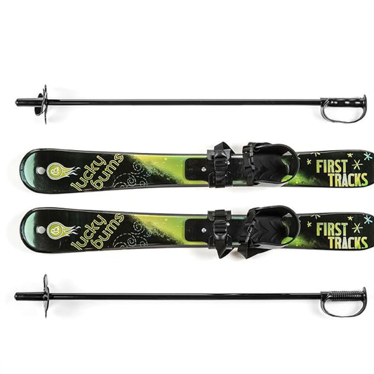 Lucky Bums Toddler Kids Beginner Plastic Snow Skis w/ Adjustable Bindings, Green