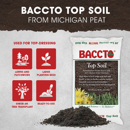 Michigan Peat Baccto Topsoil with Reed Sedge, Peat and Sand, 50 lbs, 8 Pack