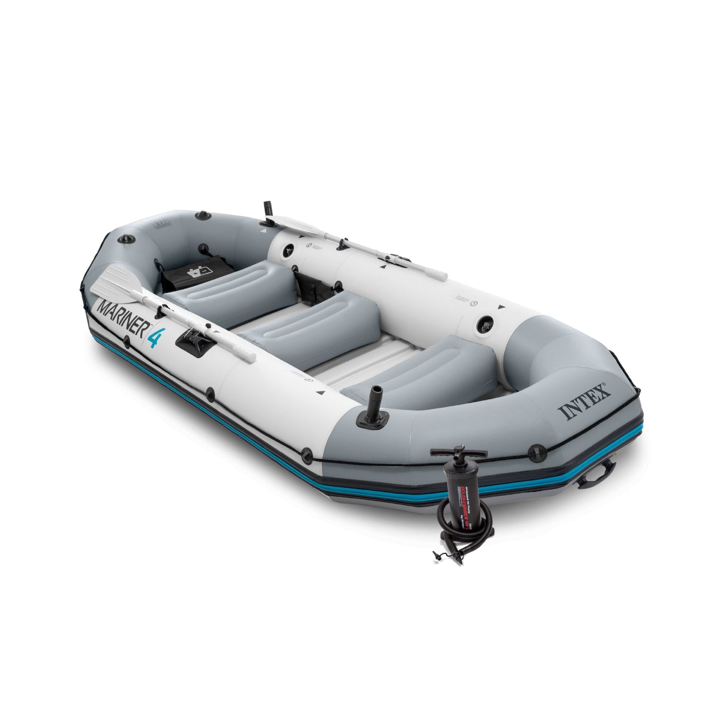 Intex Mariner 4-Person Inflatable River Lake Dinghy Boat with Pump and Oars Set