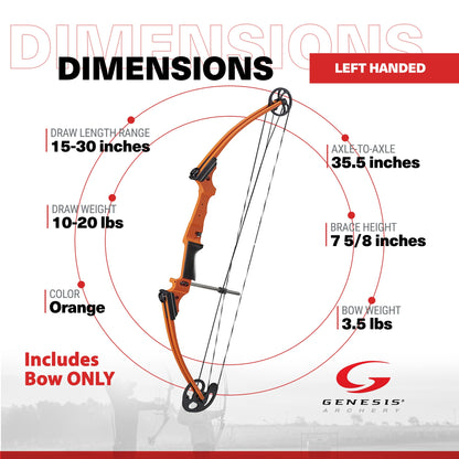 Genesis Archery Original Adjustable Left Handed Compound Bow, Orange (2 Pack)