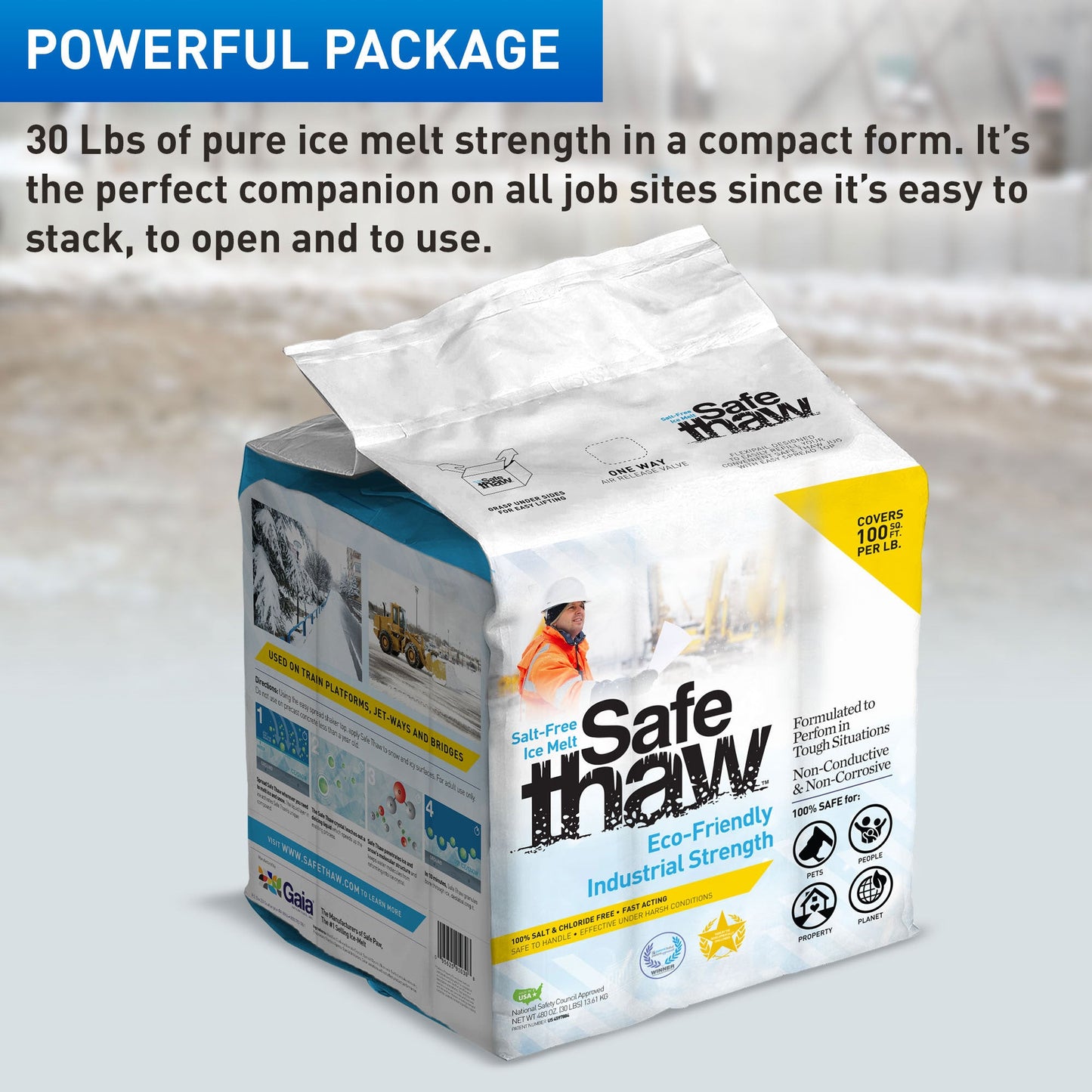 Safe Thaw Industrial Strength Salt Free Traction Agent Ice Melter, 30 Pounds