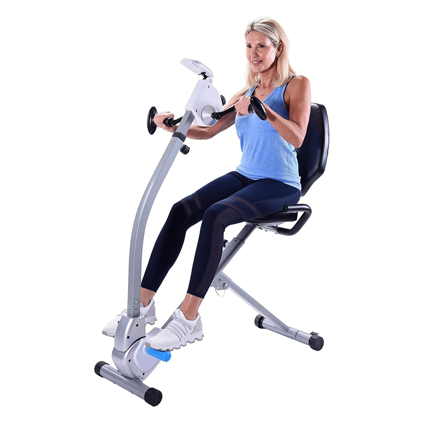 Stamina Upright Seated Indoor Cardio Exercise Bike w/ Upper Body Exerciser, Gray