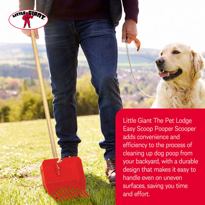 Little Giant Easy Scoop Pet Lodge Pooper Scooper for Dogs w/ Wooden Handle, Red