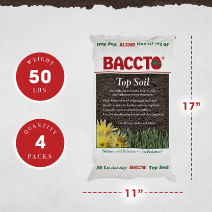 Michigan Peat 1550P Baccto Top Soil with Reed Sedge, & Sand, 50 Pounds (4 Pack)