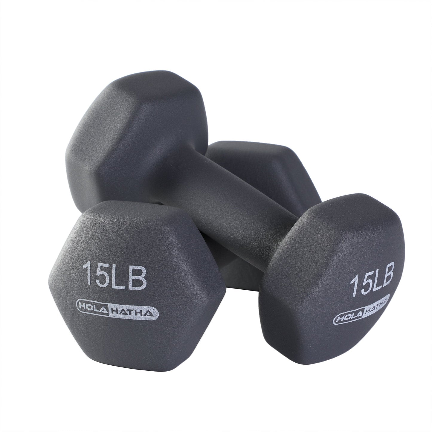 HolaHatha 5, 10, and 15 Pound Neoprene Dumbbell Free Hand Weight Set with Rack