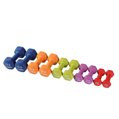 HolaHatha Neoprene Dumbbell Free Hand Weight Set with Storage Rack, Multicolor