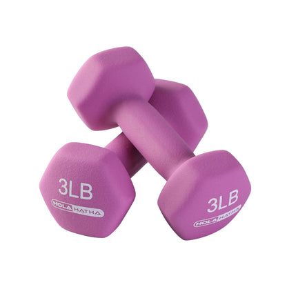 HolaHatha Neoprene Dumbbell Free Hand Weight Set with Storage Rack, Multicolor