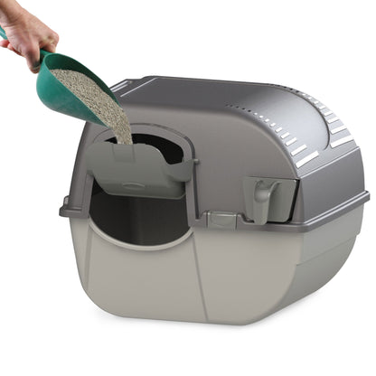 Omega Paw Premium Roll 'N Clean Self Cleaning Litter Box, Large Size, Gray