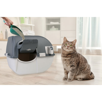 Omega Paw Premium Roll 'N Clean Self Cleaning Litter Box, Large Size, Gray