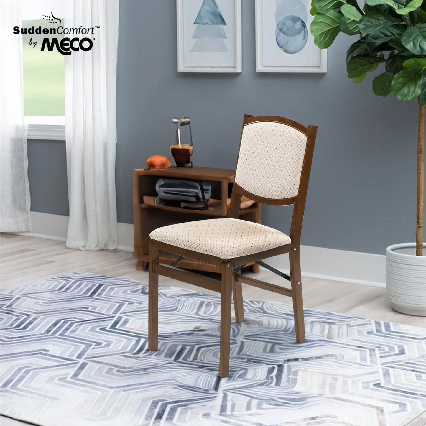 Stakmore Contemporary Upholstered Back Fruitwood Folding Dining Chair (2 Pack)