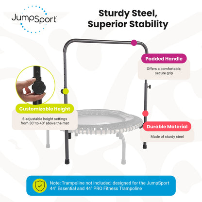 JumpSport Handle Bar Accessory for 44 Inch Arched Leg Fitness Trampolines, Black